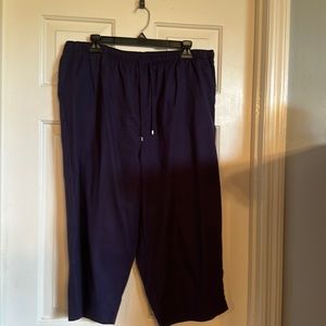 Coral Bay Capris in Blue 1x with tie & elastic waist